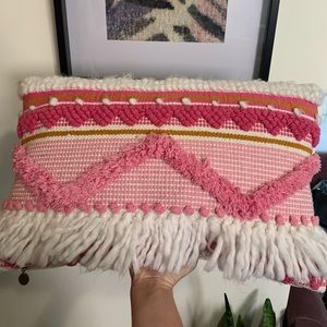 Pier 1 Pink, White Throw Pillow